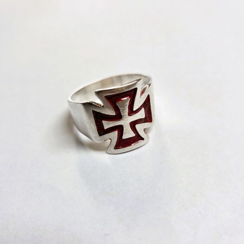Men's ring with Knights Templar emblem, new, red enamel