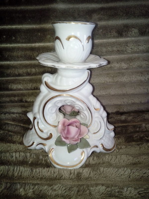 Porcelain Dresden antique candlestick used, made in Germany