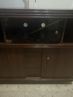 Classic wooden TV stand with storage, dark walnut