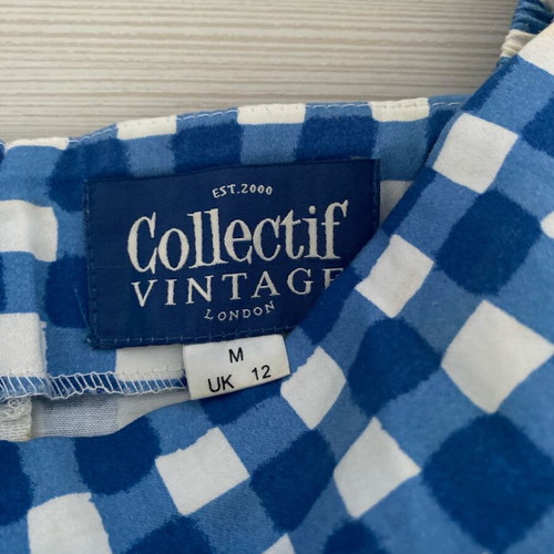 Collectif London Retro dress like new, white and blue, size M