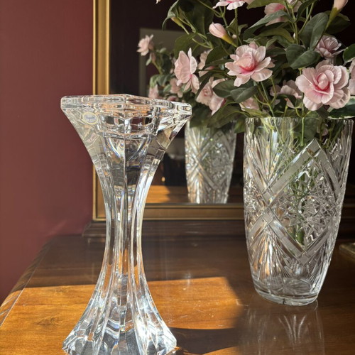 Rogaska Crystal Sculptural Candleholder like new, modernist decor
