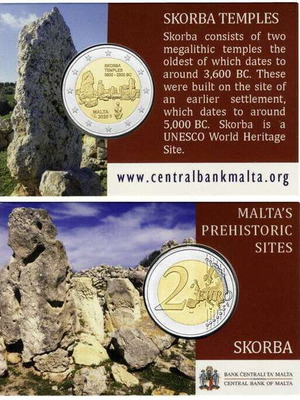 SAC Малта 2 евро 2020 UNC Skorba coincard нов