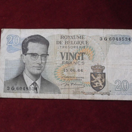 Belgium 20 Francs 1964 used banknote