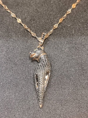 Panther pendant silver 925 with pink gold plating new