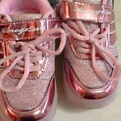 Roller Shoes with LED Lights Size 28 Pink Glitter like new