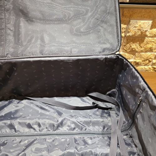 Carpisa 28" Travel Suitcase used, black semi-rigid fabric