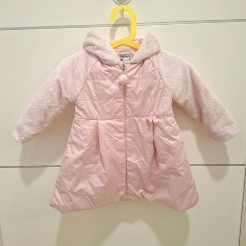 Marasil long coat for baby girl 9-12 months 80cm pink like new