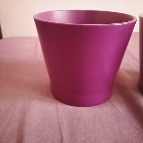 IKEA ceramic flowerpots new, dark purple and light lilac