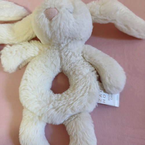 Plush Bunny Hug Toy and Rattle like new, Zara