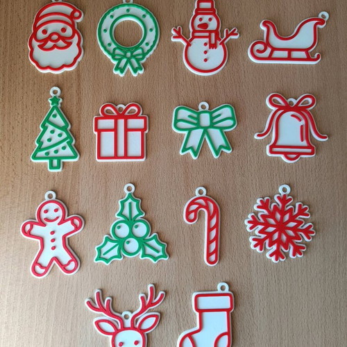 Pack of 14 Christmas ornaments from 3D printer, new