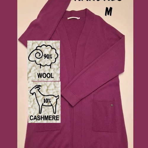 Xandres cardigan, 90% wool 10% cashmere, size M, purple