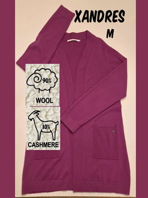 Xandres cardigan, 90% wool 10% cashmere, size M, purple