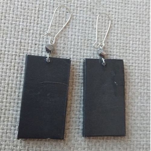 Earrings handmade from recycled paper, black and white, made to order