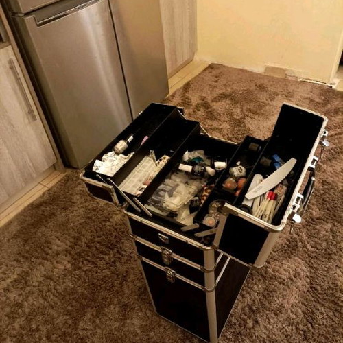 Trolley suitcase used 3 levels with wheels, large for makeup