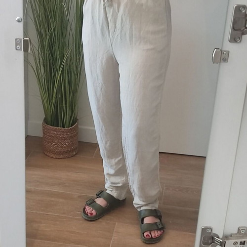 H&M linen blend trousers beige Small like new