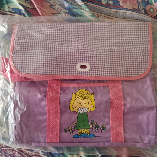 Vintage Peanuts School Bag with Sally Brown and Pink Checkered Cover