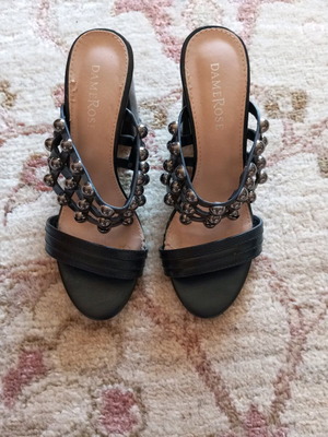 Black platform sandals used, size 37, 8cm heel