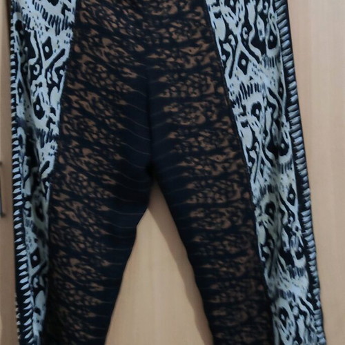 Pants with ethnic tribal patterns used, size XL, black and brown