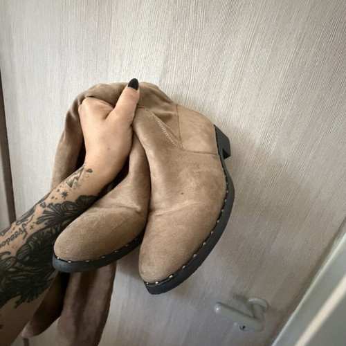 Boots over the knee like new, beige, size 38