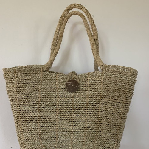 Handbag new summer woven rope and rattan with coconut button