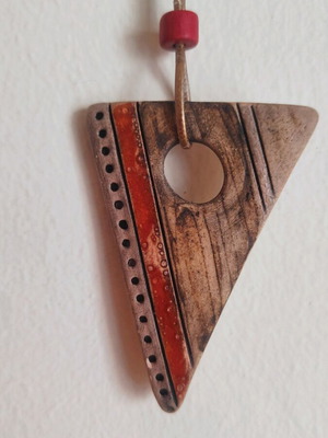 Handmade necklace used with hand-painted stone and bead