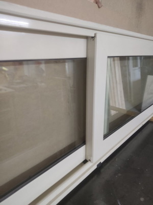 Aluminum window used, beige color, dimensions 287x65cm