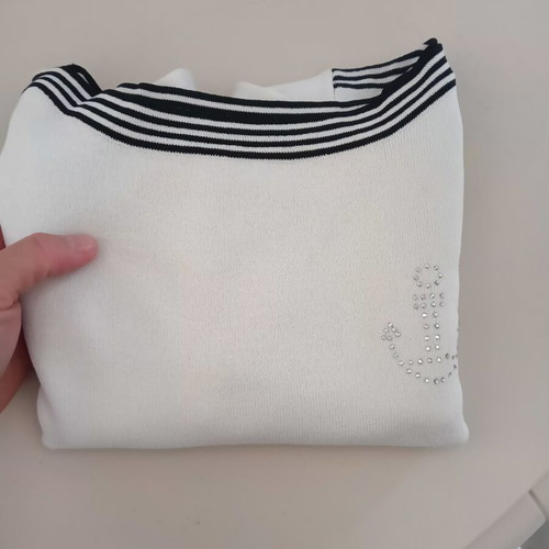 Women's blouse nautical style thin knit white size S like new