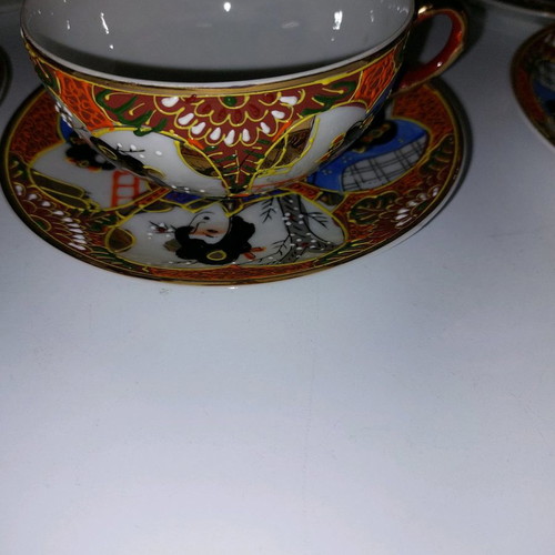 Moriage Japanese cups used, set of 6 with plates