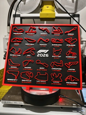 F1 2026 Calendar 3D Printed New