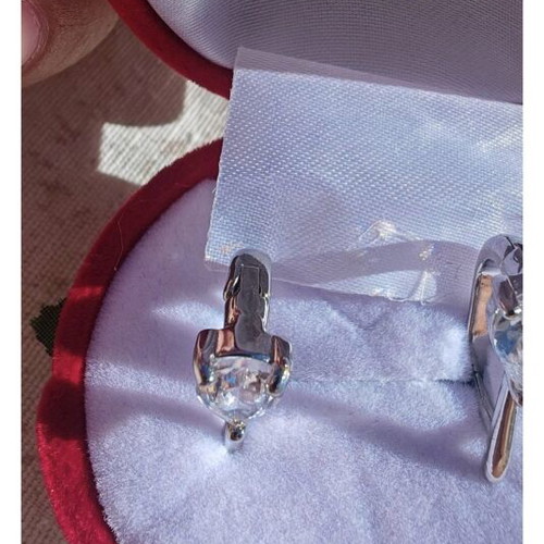 Gold-plated earrings new with white zircon