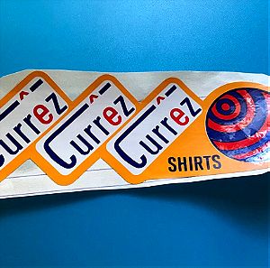 Currez shirts vintage sticker for scrapbooking 80s fashion παλιό διαφημιστικό αυτοκόλλητο