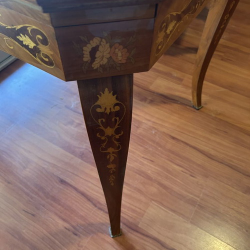 Handmade vintage marquetry coffee table