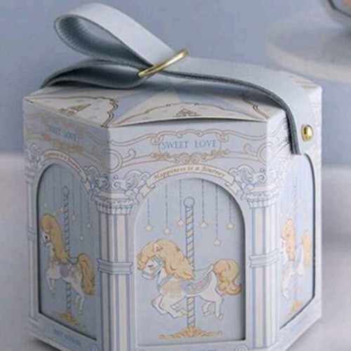 Paper boxes new, blue, pack of 25 with leather handle
