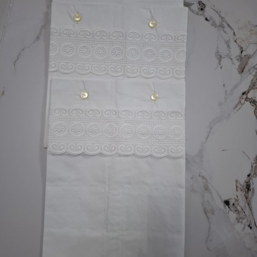 Vintage white linens with intricate cutwork embroidery, new