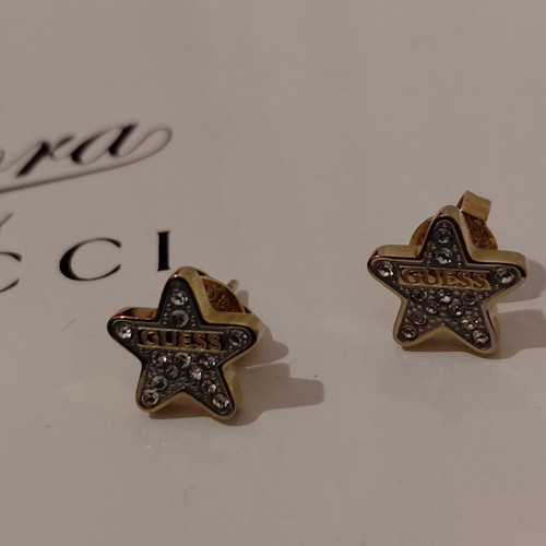 Guess star earrings like new, gold tone