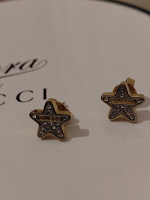 Guess star earrings like new, gold tone