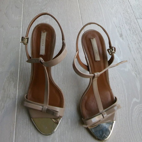 Zara sandals used, size 38, beige with gold details