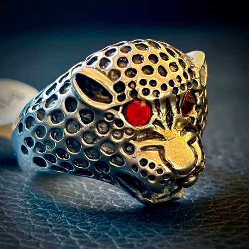Red-Eyed Leopard Stainless Steel Ring US 9, M FORGE