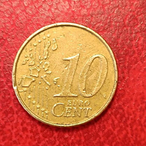 Germany 10 cent 2002 G used with double strike error