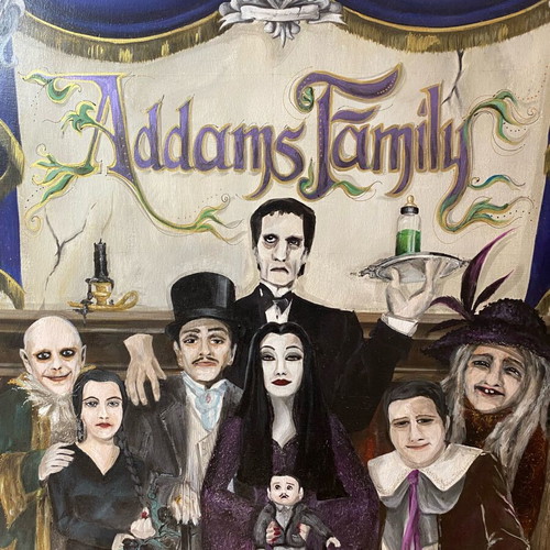 The Addams Family painting handmade like new, 184x121 cm