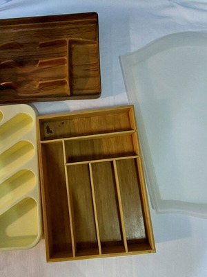 Cutlery holders and white tray used