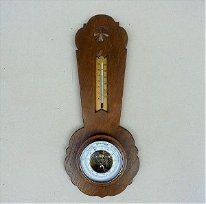 Βαρόμετρο - Θερμόμετρο επιτοίχιο, ξυλόγλυπτο, ολλανδέζικο, περίπου 70 ετών.