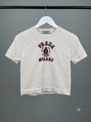 Prada Vintage T-shirt 100% Cashmere used, crop model, XS/S