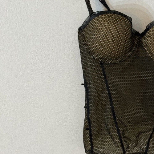 Y2K beige corset with sequins 6IXTY 8IGHT 80B S/M