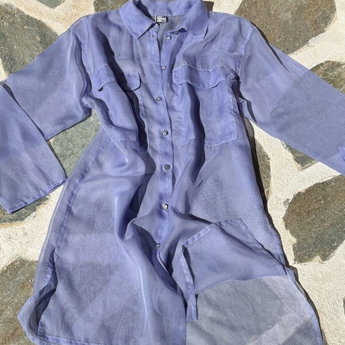 Film Sportswear Vintage 90s Chiffon Sheer Shirt Dress One Size like new