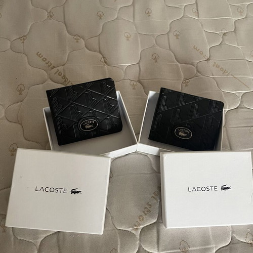 Lacoste Wallet new, black with embossed geometric design