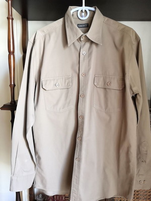 Visconti men's light brown cotton shirt, long sleeve, Large