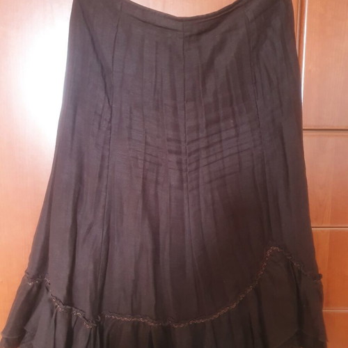 Vintage brown skirt used, size M/L with pleated and layered ruffles