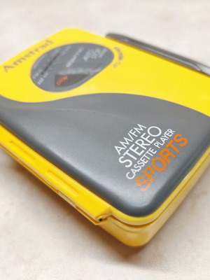 Amstrad All Weather Sports Vintage Walkman used, yellow cassette radio