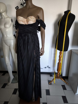 Luxury maxi dress new by Niki Nikolaidou, black, medium